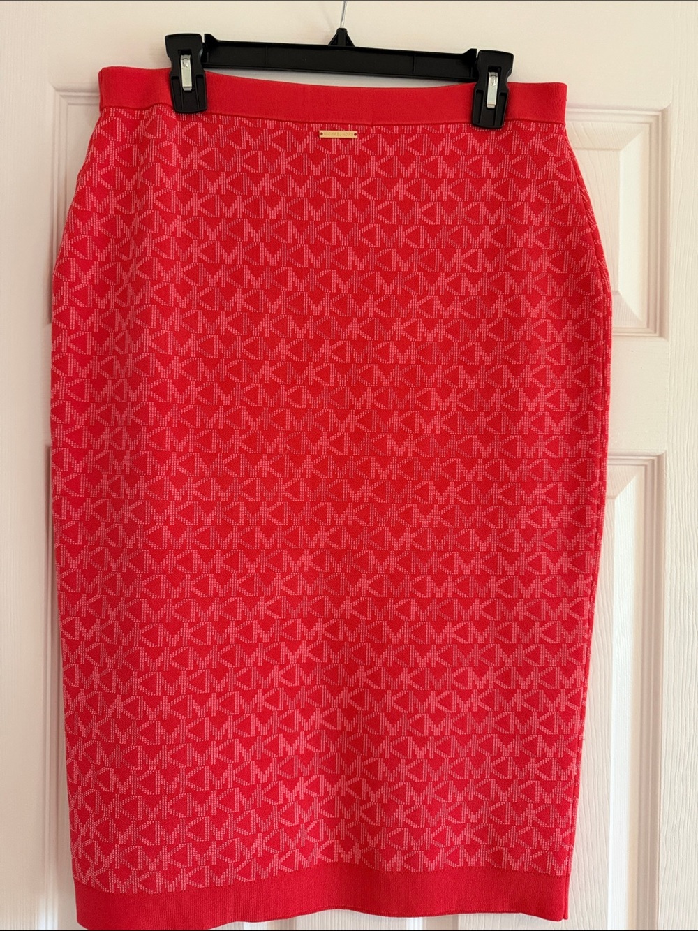 Michael Kors Coral Logo Knit Pencil Skirt